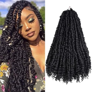 Silike Passion Twist Crochet Hair 18inch 6packs Pre-Twisted Synthetic Long Curly 12 Roots Braiding H...