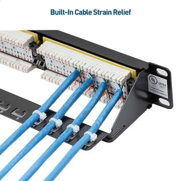 Cable Matters UL Listed Rackmount or Wall Mount 1U 24 Port Network Patch Panel with Support Bar (19-...