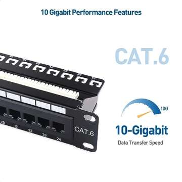 Cable Matters UL Listed Rackmount or Wall Mount 1U 24 Port Network Patch Panel with Support Bar (19-inch Cat6 Patch Panel / RJ45 Patch Panel) for Gigabit Network, 110 or Krone Impact Tools Compatible
