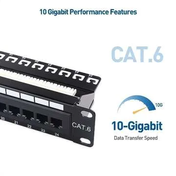 Cable Matters UL Listed Rackmount or Wall Mount 1U 24 Port Network Patch Panel with Support Bar (19-inch Cat6 Patch Panel / RJ45 Patch Panel) for Gigabit Network, 110 or Krone Impact Tools Compatible