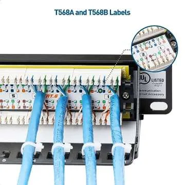 Cable Matters UL Listed Rackmount or Wall Mount 1U 24 Port Network Patch Panel with Support Bar (19-inch Cat6 Patch Panel / RJ45 Patch Panel) for Gigabit Network, 110 or Krone Impact Tools Compatible