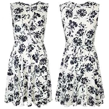 FANCYINN 2025 Summer Women's Sleeveless Casual Mini Dress Twist Front Cut Out Crewneck Tank Top Flare Skater Dresses