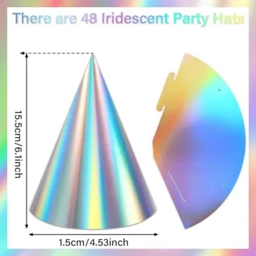 48 Iridescent Party Hats for Birthdays and Gatherings