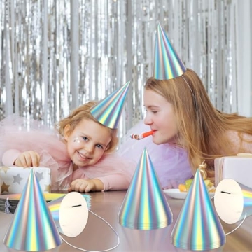 48 Iridescent Party Hats for Birthdays and Gatherings