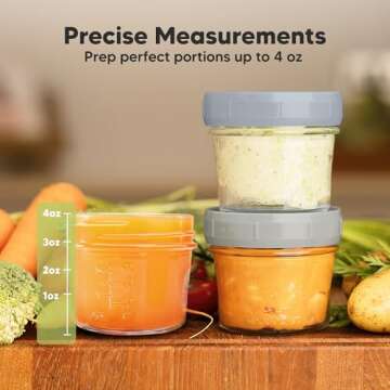 KeaBabies 12pk 4oz Glass Baby Food Containers - Leak-Proof, Microwavable Small Baby Glass Jars with Lids, Baby Food Storage Containers, Baby Snack Containers, BPA-Free Baby Food Jars (Slate)
