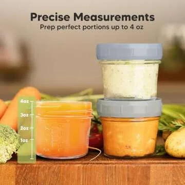 KeaBabies 12pk 4oz Glass Baby Food Containers - Leak-Proof, Microwavable Small Baby Glass Jars with Lids, Baby Food Storage Containers, Baby Snack Containers, BPA-Free Baby Food Jars (Slate)