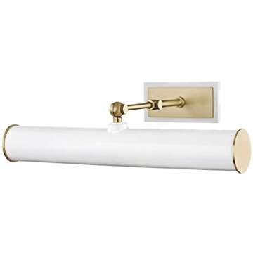 Mitzi HL263202-AGB/WH Transitional Two Picture Light with Plug from Holly Collection Antique Finish, Aged Brass/White
