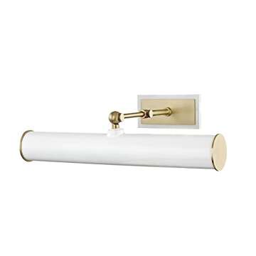 Mitzi HL263202-AGB/WH Transitional Two Picture Light with Plug from Holly Collection Antique Finish, Aged Brass/White