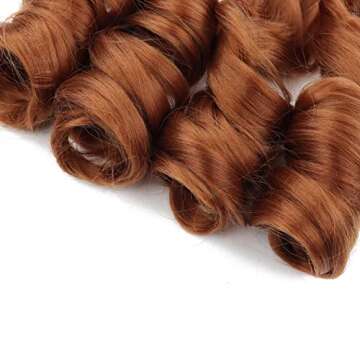 9 Pack French Curly Braiding Hair 22 Inch Bouncy Braiding Hair French Curles Synthetic Hair Extensions French Curl Braiding Hair Wavy ends Pre Streched Spanish Curly Braiding Hair #30