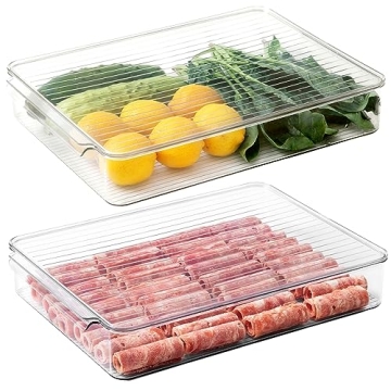 vacane 2 Pack Deli Meat Container for Fridge, Bacon Container with Lids for Refrigerator Fruit, Cold...