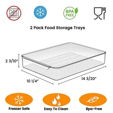 vacane 2 Pack Deli Meat Container for Fridge, Bacon Container with Lids for Refrigerator Fruit, Cold Cuts, Cheese Keeper Marinade Tray, Stackable Freezer Storage Containers
