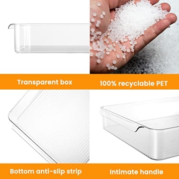 vacane 2 Pack Deli Meat Container for Fridge, Bacon Container with Lids for Refrigerator Fruit, Cold Cuts, Cheese Keeper Marinade Tray, Stackable Freezer Storage Containers