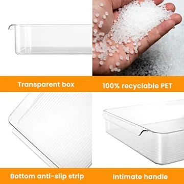 vacane 2 Pack Deli Meat Container for Fridge, Bacon Container with Lids for Refrigerator Fruit, Cold Cuts, Cheese Keeper Marinade Tray, Stackable Freezer Storage Containers