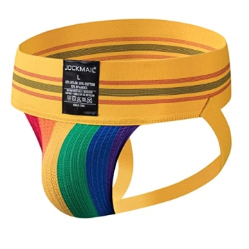 Rainbow Cotton Men's Jockstrap Gym Sport Underwear Wide Belt