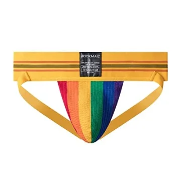 Rainbow Cotton Men's Jockstrap Gym Sport Underwear Wide Belt