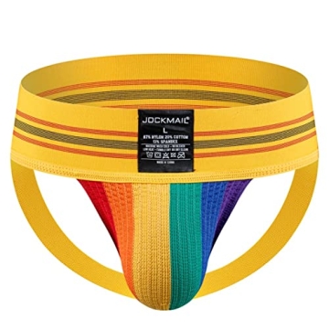 Rainbow Cotton Men's Jockstrap Gym Sport Underwear Wide Belt