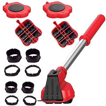 Easy Furniture Lifter Mover Tool Set Duty Furniture Roller Move with 4 Sliders Adjustable Height Furniture Slider Up to 300KG Suitable for Sofas, Appliance Roller Refrigerators