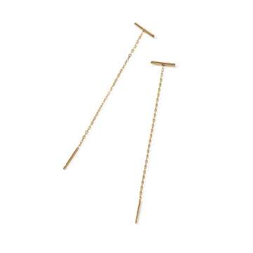 PAVOI 14K Gold Plated Sterling Silver Bar Threader Earrings for Women in Yellow Gold