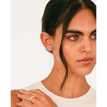 PAVOI 14K Gold Plated Sterling Silver Bar Threader Earrings for Women in Yellow Gold