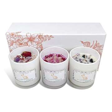 Scented Candle Gift Set, 3.5 ozX3 EA Cute Natural Soy Wax Handmade Aromatherapy Candle, 3 fragrances with 8% Fragrance, Valentine's Day/ Mother's Day/ Birthday/ Bath/ Relaxation Gifts for Women