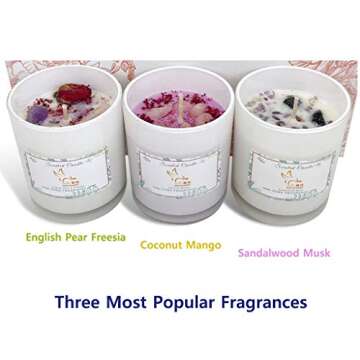 Scented Candle Gift Set, 3.5 ozX3 EA Cute Natural Soy Wax Handmade Aromatherapy Candle, 3 fragrances with 8% Fragrance, Valentine's Day/ Mother's Day/ Birthday/ Bath/ Relaxation Gifts for Women