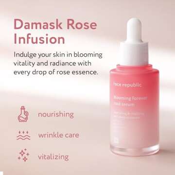Face Republic Blooming Forever Rosé Serum 45ml 1.52 fl oz | Damask Rose, Bakuchiol | Revitalizing &...