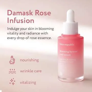 Face Republic Blooming Forever Rosé Serum 45ml 1.52 fl oz | Damask Rose, Bakuchiol | Revitalizing &...