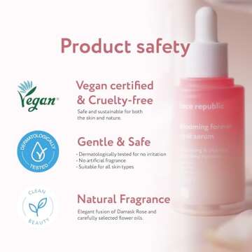 Face Republic Blooming Forever Rosé Serum 45ml 1.52 fl oz | Damask Rose, Bakuchiol | Revitalizing & Rejuvenating | Wrinkle Care | Firm and Elastic Skin | Vegan Korean Skincare