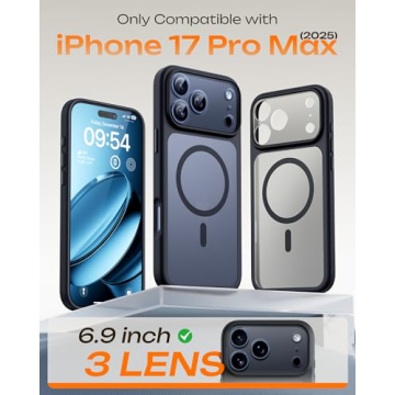 TOCOL iPhone 17 Pro Max Case - Full Camera Protection, Magnetic Ring, 6.9 inch (Black)