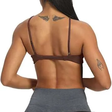 Aoxjox Women's Workout Sports Bras Fitness Adjusted Backless Padded Ariel Halter Bra Yoga Crop Tank Top (Dark Brown, Large)