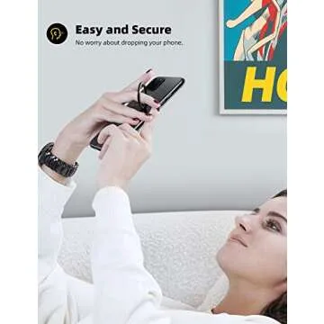 Lamicall Phone Ring Holder Finger Grip Stand - Cell Phone Kickstand, 360° Rotation Polished Metal Grip for Magnetic Car Mount, Compatible with iPhone 16/15/14/13/12/11 Pro Max, Smartphone Accessories