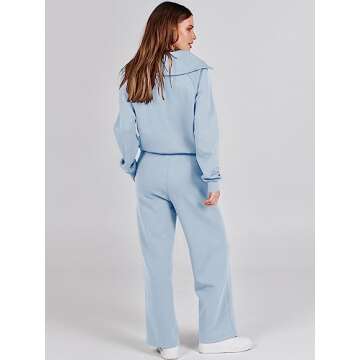 ANRABESS Women 2 Piece Outfits Sweatsuit Oversized Sweatshirt Sweatpants Tracksuit Sweat Lounge Matching Set 2025 Fall Trendy Sky Blue Small