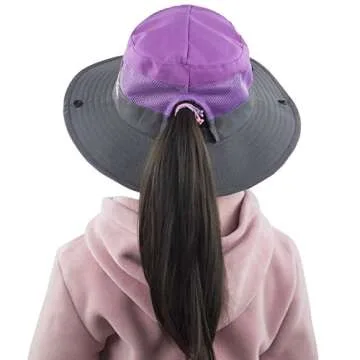 Muryobao Toddler Child Kids Girls Summer Sun Hat Wide Brim UV Protection Hats Floppy Bucket Cap for Beach Fishing Gardening Purple