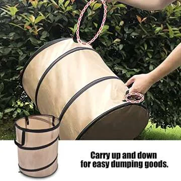 Collapsible Lawn and Leaf Bag, 10 Gallon Pop-Up Trash/Recycle Bin Leaf Waste Bag, Can Garden Waste Bag up Bucket Reusable Yard Leaf Bag Holder Hardshell Bottom with Drain Holes