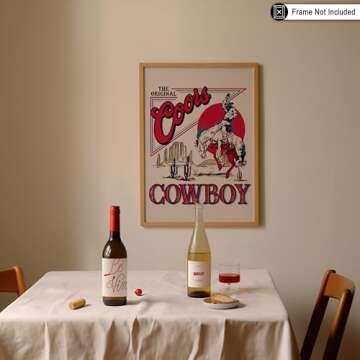Poster Master Vintage Advertising Poster - Retro Western Print - Cowboy, Funky Wild West, Rodeo, Beer, Trendy, Aesthetic - 8x10 UNFRAMED Wall Art - Gift for Friend - Wall Decor for Kitchen, Bar, Pub