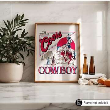 Poster Master Vintage Advertising Poster - Retro Western Print - Cowboy, Funky Wild West, Rodeo, Beer, Trendy, Aesthetic - 8x10 UNFRAMED Wall Art - Gift for Friend - Wall Decor for Kitchen, Bar, Pub