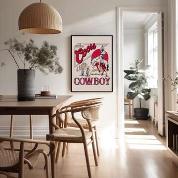 Poster Master Vintage Advertising Poster - Retro Western Print - Cowboy, Funky Wild West, Rodeo, Beer, Trendy, Aesthetic - 8x10 UNFRAMED Wall Art - Gift for Friend - Wall Decor for Kitchen, Bar, Pub