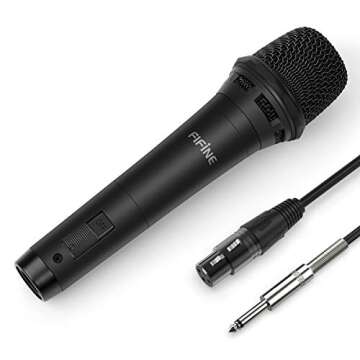 Fifine Dynamic Vocal Microphone Cardioid Handheld Microphone with On and Off Switch for Karaoke, Live Vocal, Speech etc Includes 19ft XLR to Quarter Inch Cable-K8