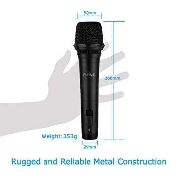 Fifine Dynamic Vocal Microphone Cardioid Handheld Microphone with On and Off Switch for Karaoke, Live Vocal, Speech etc Includes 19ft XLR to Quarter Inch Cable-K8