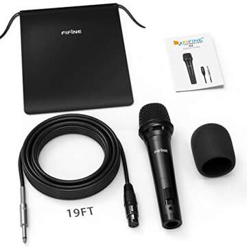 Fifine Dynamic Vocal Microphone Cardioid Handheld Microphone with On and Off Switch for Karaoke, Live Vocal, Speech etc Includes 19ft XLR to Quarter Inch Cable-K8