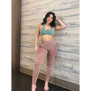 Aoxjox Workout Seamless Leggings for Women Smile Contour High Waisted Gym Yoga Pants Tights 26” (Beaver Marl, X-Small)