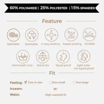 Aoxjox Workout Seamless Leggings for Women Smile Contour High Waisted Gym Yoga Pants Tights 26” (Beaver Marl, X-Small)