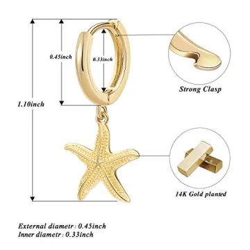 SANNYRA Starfish Earrings - 14K Gold Plated Beach Jewelry
