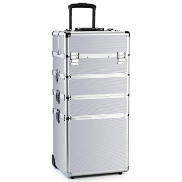 OUDMAY 4-in-1 Professional Artist Makeup Rolling Train Case - Stylish and Durable
