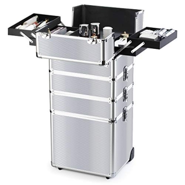 OUDMAY 4-in-1 Makeup Rolling Train Case for Professionals