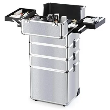 OUDMAY 4-in-1 Makeup Rolling Train Case for Professionals