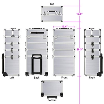OUDMAY 4-in-1 Makeup Rolling Train Case for Professionals