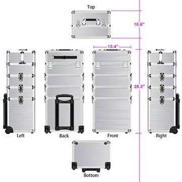 OUDMAY 4-in-1 Makeup Rolling Train Case for Professionals