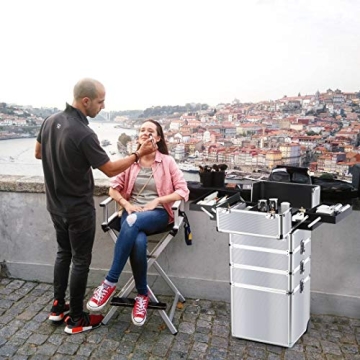 OUDMAY 4-in-1 Makeup Rolling Train Case for Professionals