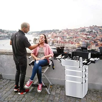 OUDMAY 4-in-1 Makeup Rolling Train Case for Professionals